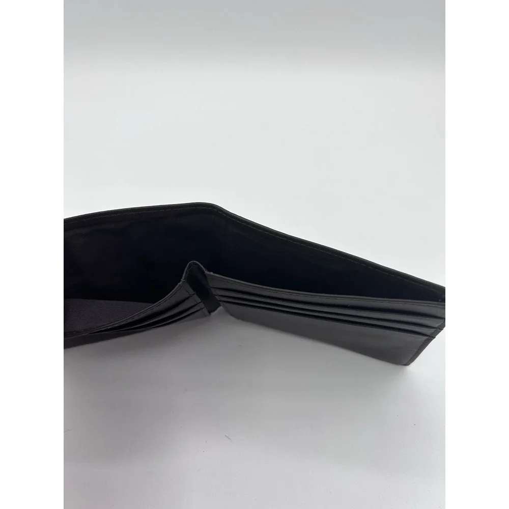 Vtg 2000s DKNY Square Bifold Men's Brown Leather Wallet Minimalist Slim Y2K 90s